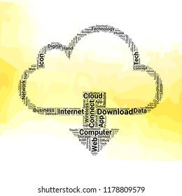 Cloud Download word cloud vector design creative concept. Cloud Download icon shape. Trendy vector word collection.