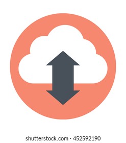 Cloud Up Downloading Colored Vector Icon
