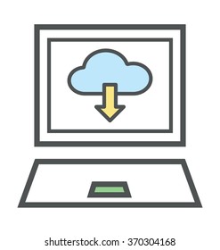 Cloud Downloading Flat Icon Illustration