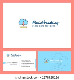 Cloud downloading  Logo design with Tagline & Front and Back Busienss Card Template. Vector Creative Design