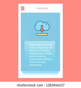 Cloud downloading  mobile vertical banner design design. Vector