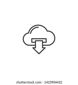 Cloud Downloading Vector Illustration, outline sign