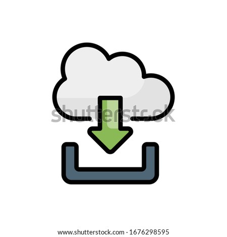 Cloud Downloads Vector filled outline icon style illustration.