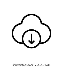 Nuvem com seta para baixo representando download de acesso a dados recuperação de arquivo de armazenamento em nuvem conectividade serviço de rede transferência digital sistema de backup de computação online