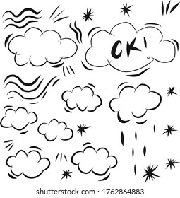 
cloud drawing in different shades and sizes
