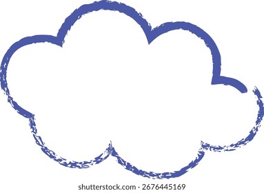Una nube dibujada con un estilo de contorno áspero y esquemático. La ilustración muestra una forma esponjosa usando trazos texturizados. Ilustración vectorial de dibujos animados.