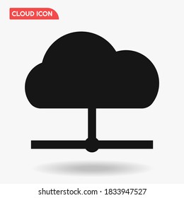 Vector de icono negro de almacenamiento en nube o unidad de almacenamiento en la nube para interfaz de usuario, interfaz de sistema, base de datos y red.