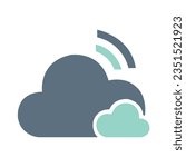 Cloud drive storage or cumulus cloud line art icon