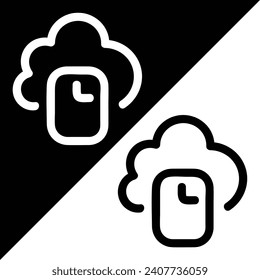 Cloud Drive Vector Icon, Outline style, isolated on Black and White Background.