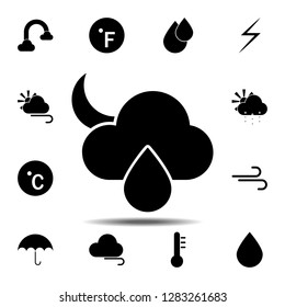 cloud, drop, moon icon. Simple glyph vector of weather set for UI and UX, website or mobile application