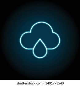 cloud drop neon icon. Simple thin line, outline vector of Weather icons for UI and UX, website or mobile application on dark blue gradient background