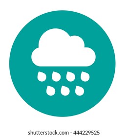 Cloud with droplet  on a gray background flat icon