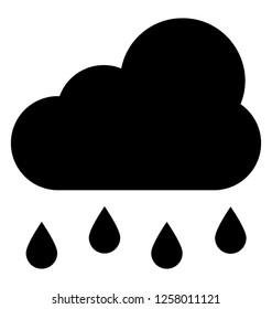 Cloud with droplets, rain concept in a glyph icon
