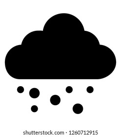 Cloud with droplets, rain concept in a glyph icon