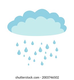 Cloud with drops in a cartoon style. Vector element for children's programs, blogs, books or posters