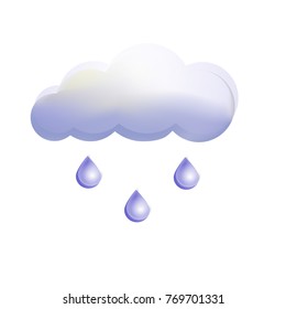 cloud with drops on a white background
