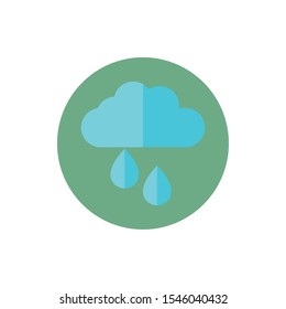 cloud drops rain green energy block icon vector illustration