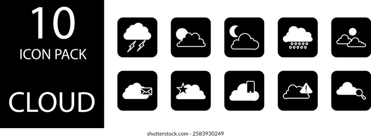  cloud duotone Editable Icons set, Collection of customizable duotone cloud vector icons, providing high design quality for various projects.
