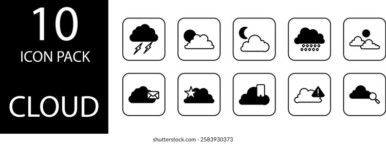  cloud duotone Editable Icons set, Duotone cloud icon set covering a variety of shapes and styles, suitable for a variety of digital industries.
