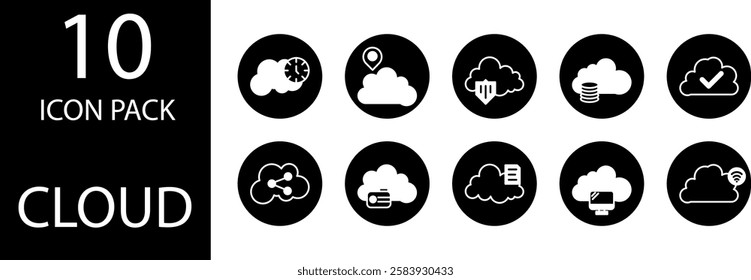  cloud duotone Editable Icons set, Simple yet classy duotone cloud icon design, ideal for IT company branding and cloud data storage.