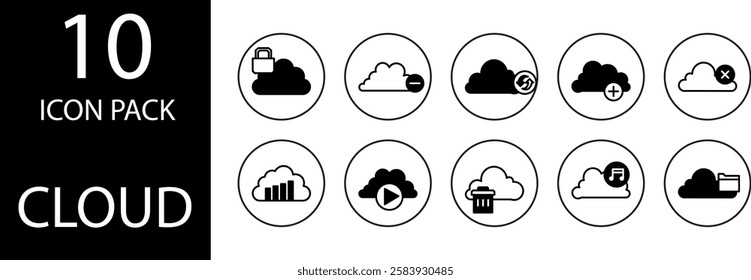  cloud duotone Editable Icons set, Cloud-themed duotone icons with contrasting color combinations, creating an interesting visual effect.