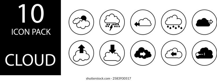  cloud duotone Editable Icons set, The eye-catching duotone cloud icon design ensures an attractive visual appearance in a variety of creative projects.