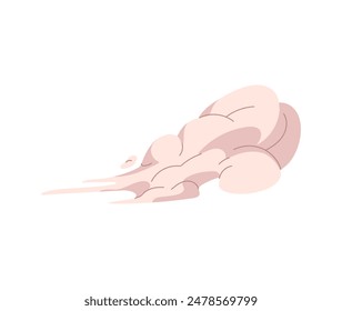 Cloud of dust, comic animation of fast motion. Cigarette smoke puff, car exhaust stream. Abstract smog flow, vapor, vapour fly in the air. Flat isolated vector illustration on white background