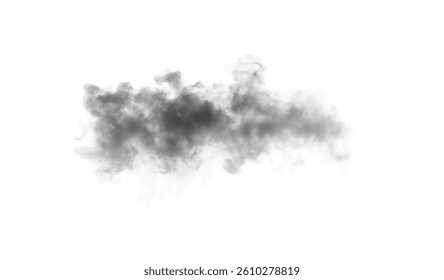 Cloud of dust kicked up by a speeding car on a dirt road. Dispersing trail along the track, showing dynamic motion. Transparent realistic vector illustration.