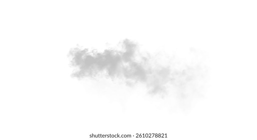 Cloud of dust kicked up by a speeding car on a dirt road. Dispersing trail along the track, showing dynamic motion. Transparent realistic vector illustration.