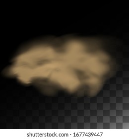 Cloud of dust, sand tornado with dirt, smell smog, dust cloud with particles. Realistic vector isolated on transparent background air with dust or dirt particles.