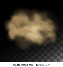 Cloud of dust, sand tornado with dirt, smell smog, dust cloud with particles. Realistic vector isolated on transparent background air with dust or dirt particles.
