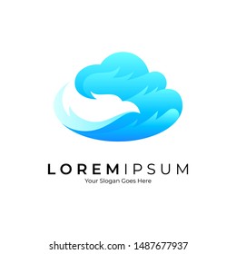 Cloud eagle logo.Blue sky symbol.Modern design.Bird vector illustration