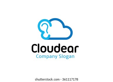 Cloud Ear Logo Design Illustration