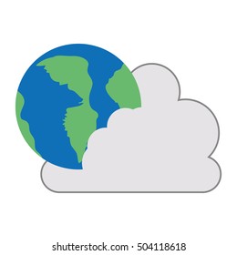 cloud with earth planet icon