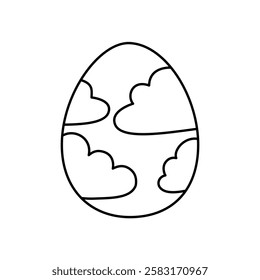 cloud easter egg doodle outline on white background