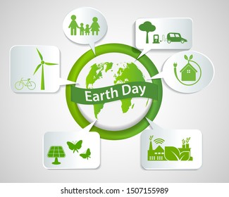 Cloud ecology concept.Green cities help the world with eco-friendly ideas.vector illustration