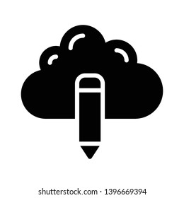 cloud edit vector glyph icon