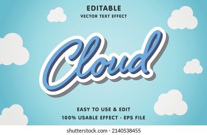 cloud editable text effect with modern and simple style, usable for logo or campaign title