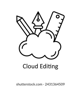 Cloud Editing vector outline Icon Design illustration. Graphic Design Symbol on White background EPS 10 File