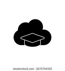 cloud education icon outline editable stroke line drawing eps