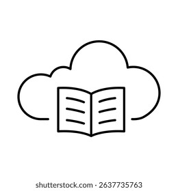 Cloud Education Line Icon. E-learning, Education, Teaching, Online Study Icons Editable Stroke Vector Illustration