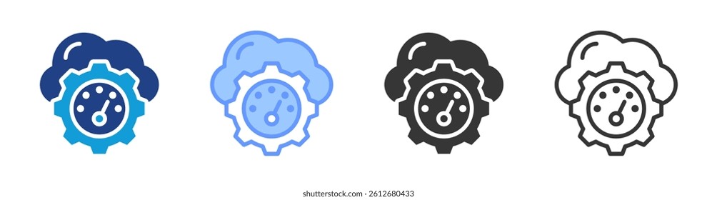 Cloud efficiency icon set multiple style collection
