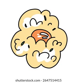 ovo de nuvem com branco chicoteado e gema inteira no meio no estilo doodle