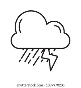 nube con estilo de línea meteorológica de tormenta eléctrica icono de diseño vectorial