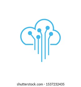 Cloud electronic circuit icon deisgn template