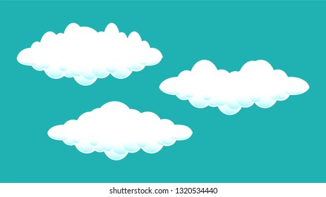 Cloud element illustration white color isolated on blue background in flat style design - vector illustration