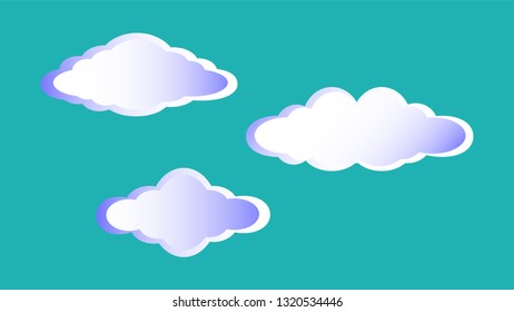 Cloud element illustration white color isolated on blue background in flat style design - vector illustration