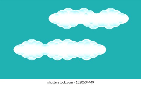 Cloud element illustration white color isolated on blue background in flat style design - vector illustration