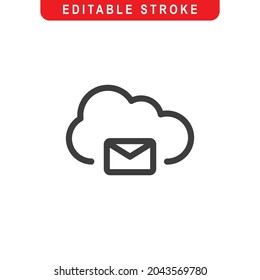 Cloud Email Outline Icon. Email Cloud Line Art Logo. Vector Illustration. Isolated on White Background. Editable Stroke