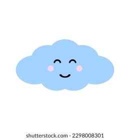 Cloud with emoji face smile in the sky, weather forecast icon.